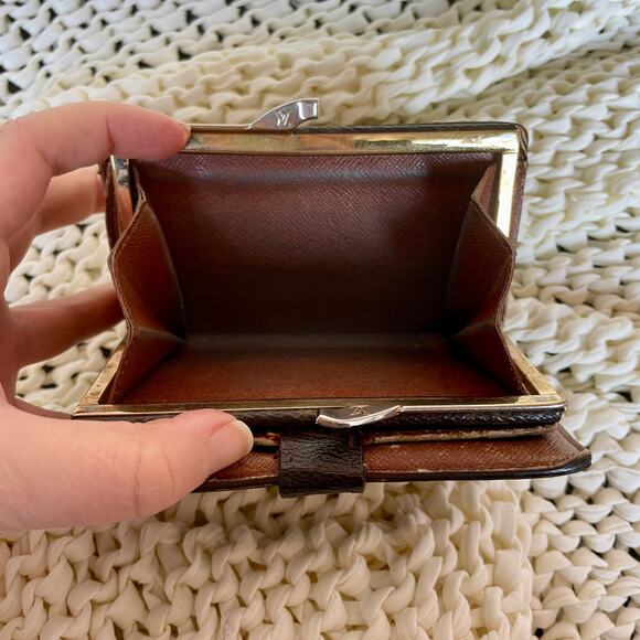 Louis Vuitton French Wallet Purse Monogram Ebene Canvas Kisslock Authentic 0099 - Picture 15 of 16